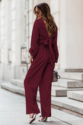 Ladies Mid Lantern Sleeves Daily Top Pants 2PCS Set GZN - SWEETKAMA