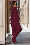 Ladies Mid Lantern Sleeves Daily Top Pants 2PCS Set GZN - SWEETKAMA