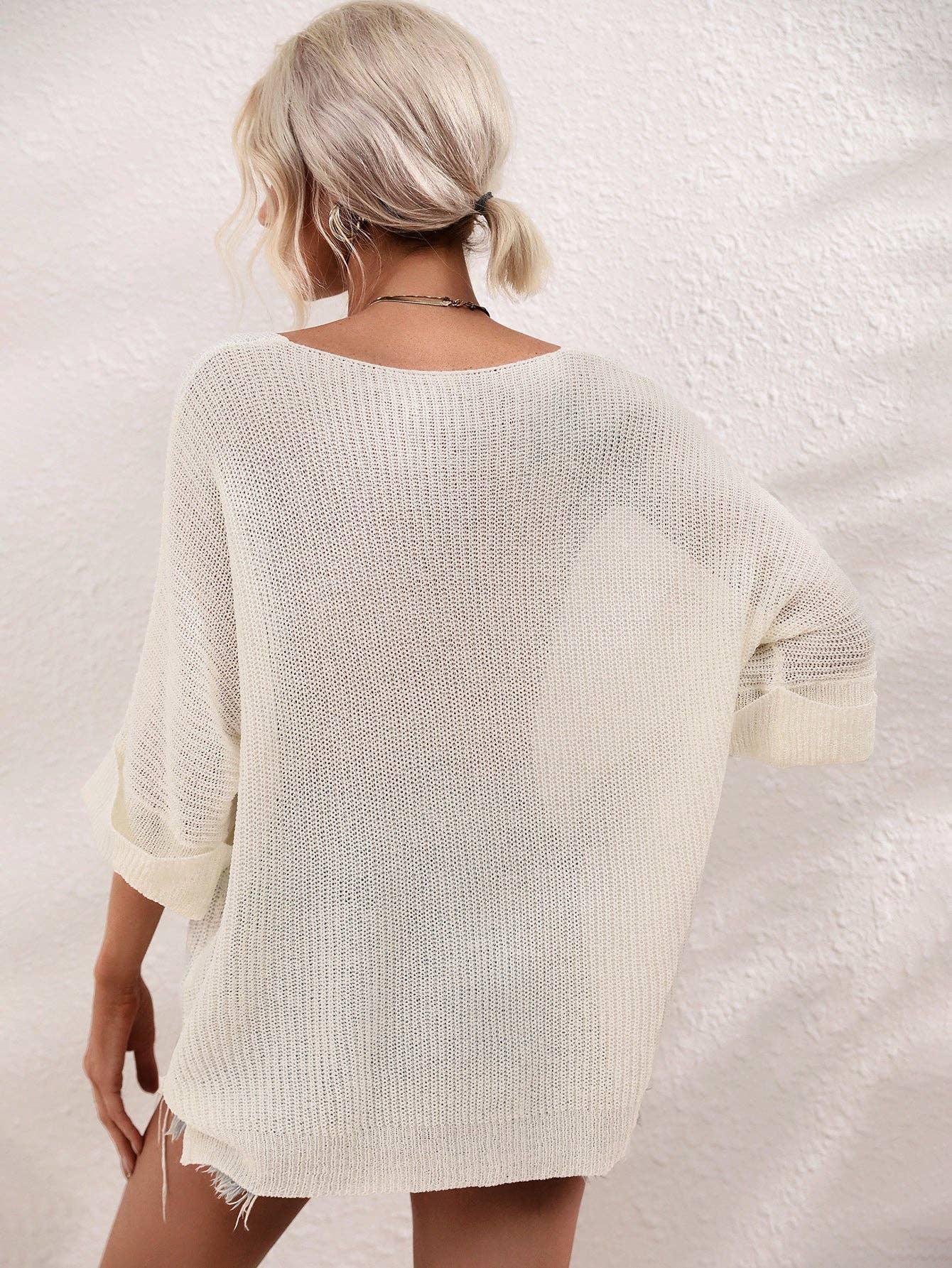 Ladies Mid Sleeves Hollow Out Daily Blouse E2290 - SWEETKAMA