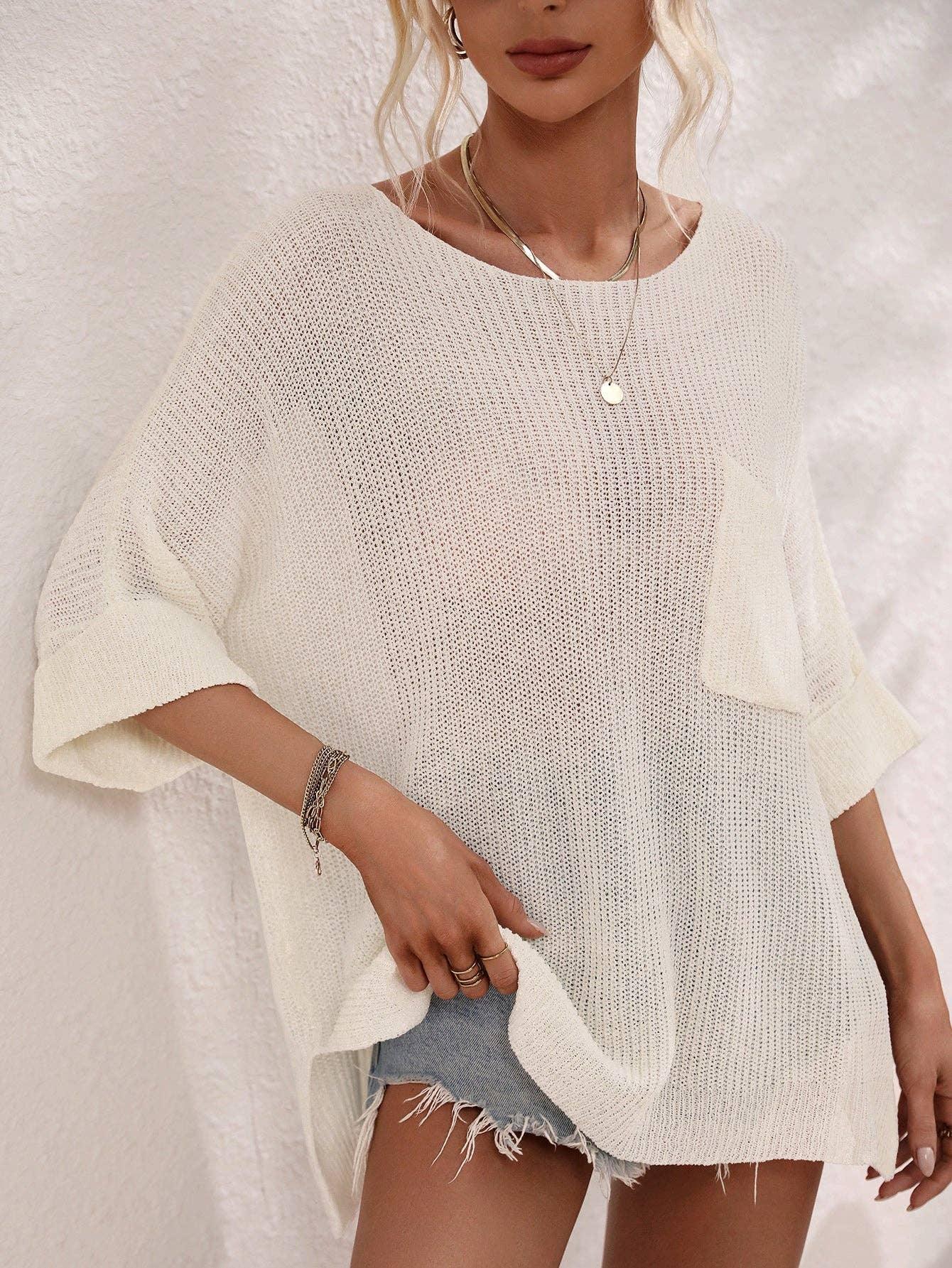 Ladies Mid Sleeves Hollow Out Daily Blouse E2290 - SWEETKAMA
