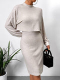 Ladies Mock Neck Crop Tee and Slip Dress G1086 - SWEETKAMA