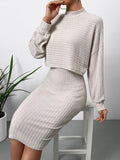 Ladies Mock Neck Crop Tee and Slip Dress G1086 - SWEETKAMA