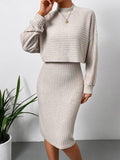 Ladies Mock Neck Crop Tee and Slip Dress G1086 - SWEETKAMA