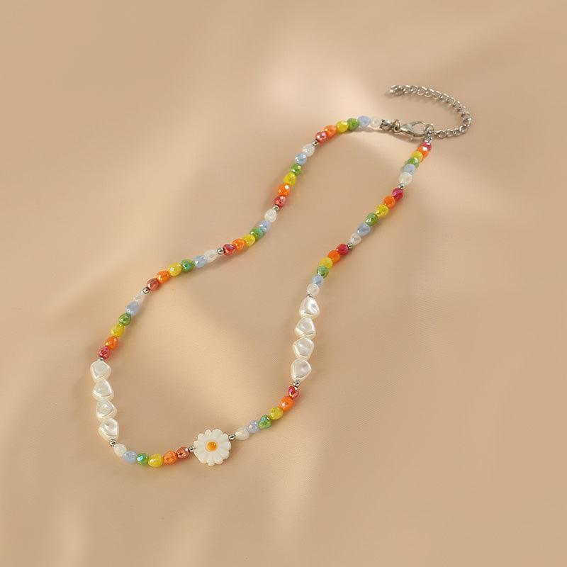 Ladies Multicolor Beads Pendant Sunflower Necklace SKAJ012 - SWEETKAMA