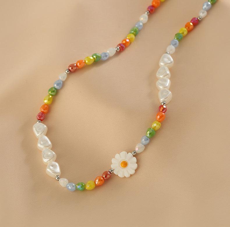 Ladies Multicolor Beads Pendant Sunflower Necklace SKAJ012 - SWEETKAMA