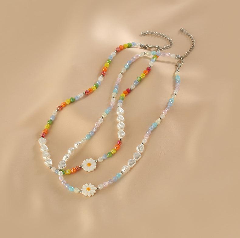 Ladies Multicolor Beads Pendant Sunflower Necklace SKAJ012 - SWEETKAMA