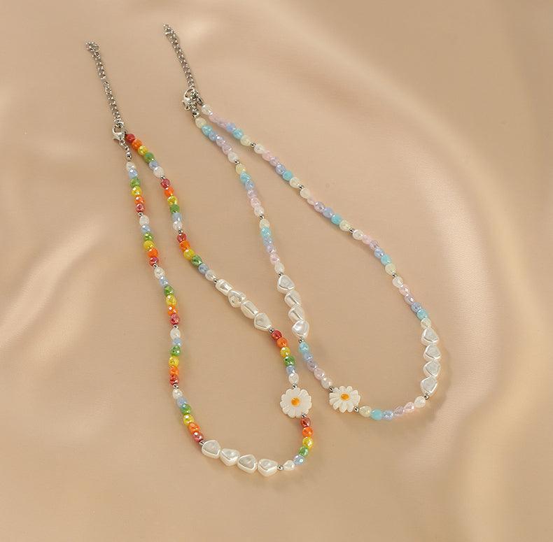 Ladies Multicolor Beads Pendant Sunflower Necklace SKAJ012 - SWEETKAMA