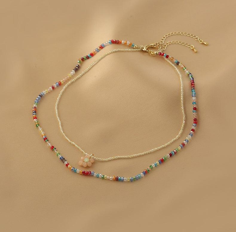 Ladies Multicolor Flower Pendent Beads Necklace Set SKAJ004 - SWEETKAMA