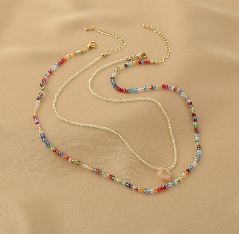 Ladies Multicolor Flower Pendent Beads Necklace Set SKAJ004 - SWEETKAMA