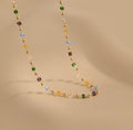 Ladies Multicolor Square & Gold Beads Necklace SKAJ006 - SWEETKAMA