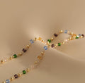 Ladies Multicolor Square & Gold Beads Necklace SKAJ006 - SWEETKAMA