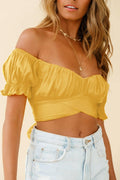 Ladies Off Shoulder Solid Color Daily Crop Top GSCA - SWEETKAMA