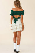 Ladies Off Shoulder Solid Color Daily Crop Top GSCA - SWEETKAMA