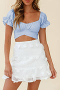 Ladies Off Shoulder Solid Color Daily Crop Top GSCA - SWEETKAMA