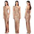 Ladies One Shoulder Sequin Sleeveless Maxi Dress R9174 - SWEETKAMA