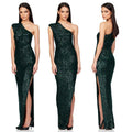 Ladies One Shoulder Sequin Sleeveless Maxi Dress R9174 - SWEETKAMA