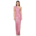 Ladies One Shoulder Sequin Sleeveless Maxi Dress R9174 - SWEETKAMA