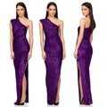 Ladies One Shoulder Sequin Sleeveless Maxi Dress R9174 - SWEETKAMA