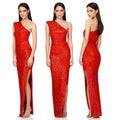 Ladies One Shoulder Sequin Sleeveless Maxi Dress R9174 - SWEETKAMA