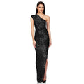 Ladies One Shoulder Sequin Sleeveless Maxi Dress R9174 - SWEETKAMA
