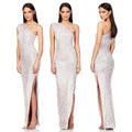 Ladies One Shoulder Sequin Sleeveless Maxi Dress R9174 - SWEETKAMA
