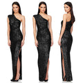 Ladies One Shoulder Sequin Sleeveless Maxi Dress R9174 - SWEETKAMA