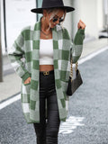 Ladies Plaid Daily Short Knit Cardigan E2310 - SWEETKAMA