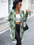 Ladies Plaid Daily Short Knit Cardigan E2310 - SWEETKAMA