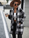 Ladies Plaid Daily Short Knit Cardigan E2310 - SWEETKAMA