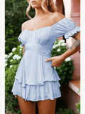 Ladies Puff Sleeves Off Shoulder Daily Romper GQSG - SWEETKAMA
