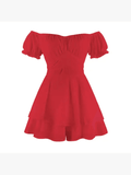 Ladies Puff Sleeves Off Shoulder Daily Romper GQSG - SWEETKAMA