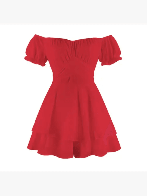 Ladies Puff Sleeves Off Shoulder Daily Romper GQSG - SWEETKAMA