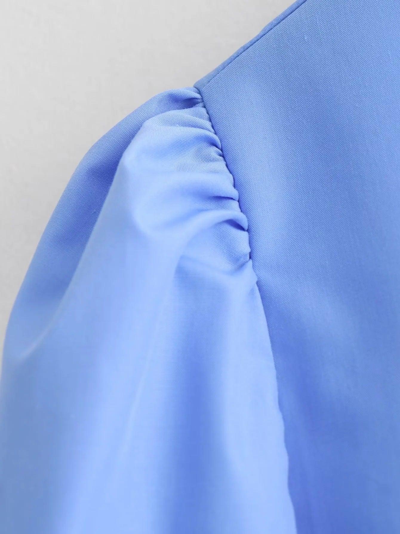 Ladies Puffed Long Sleeves Bowknot Blouse Top B88689 - SWEETKAMA