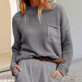 Ladies Rib-Knit Dropped Shoulder Sweater YL23806 - SWEETKAMA