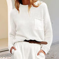 Ladies Rib-Knit Dropped Shoulder Sweater YL23806 - SWEETKAMA