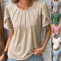 Ladies Round Neck Blouse Solid Color Blouse 2355 - SWEETKAMA