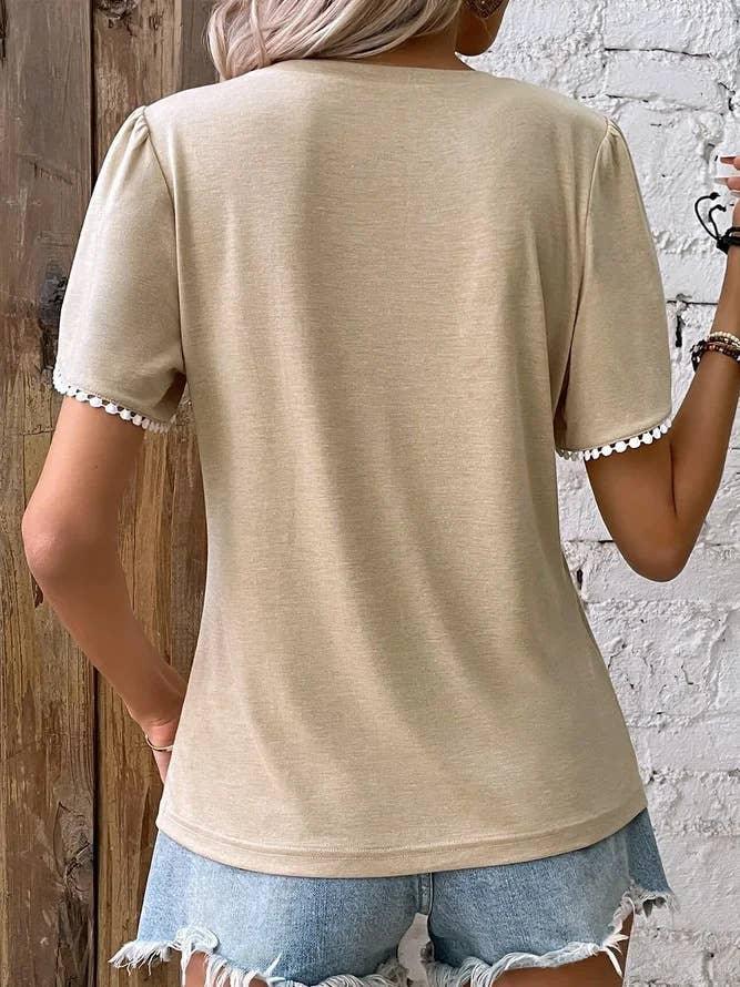 Ladies Round Neck Blouse Solid Color Blouse 2355 - SWEETKAMA