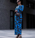 Ladies Round Neck Flare Sleeves Knit Midi Dress 5517 - SWEETKAMA