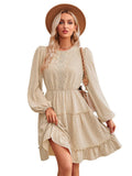 Ladies Round Neck Lace Daily Short Dress 233LQ53576-SN18 - SWEETKAMA