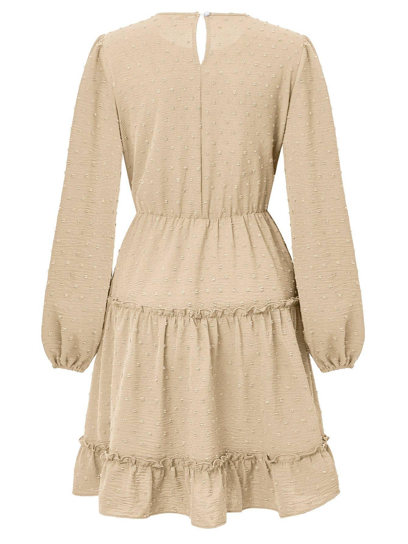 Ladies Round Neck Lace Daily Short Dress 233LQ53576-SN18 - SWEETKAMA