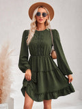 Ladies Round Neck Lace Daily Short Dress 233LQ53576-SN18 - SWEETKAMA
