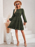 Ladies Round Neck Lace Daily Short Dress 233LQ53576-SN18 - SWEETKAMA