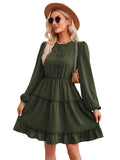 Ladies Round Neck Lace Daily Short Dress 233LQ53576-SN18 - SWEETKAMA