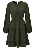 Ladies Round Neck Lace Daily Short Dress 233LQ53576-SN18 - SWEETKAMA