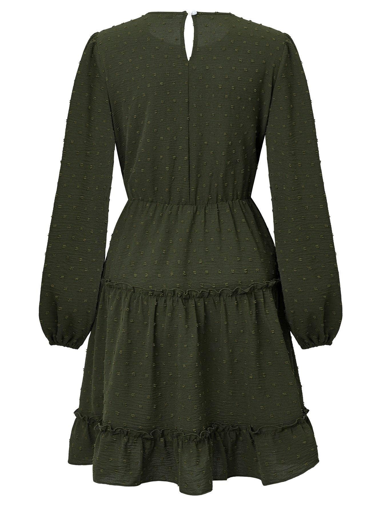 Ladies Round Neck Lace Daily Short Dress 233LQ53576-SN18 - SWEETKAMA