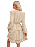 Ladies Round Neck Lace Daily Short Dress 233LQ53576-SN18 - SWEETKAMA