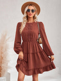 Ladies Round Neck Lace Daily Short Dress 233LQ53576-SN18 - SWEETKAMA