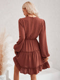 Ladies Round Neck Lace Daily Short Dress 233LQ53576-SN18 - SWEETKAMA