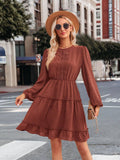 Ladies Round Neck Lace Daily Short Dress 233LQ53576-SN18 - SWEETKAMA