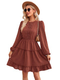 Ladies Round Neck Lace Daily Short Dress 233LQ53576-SN18 - SWEETKAMA